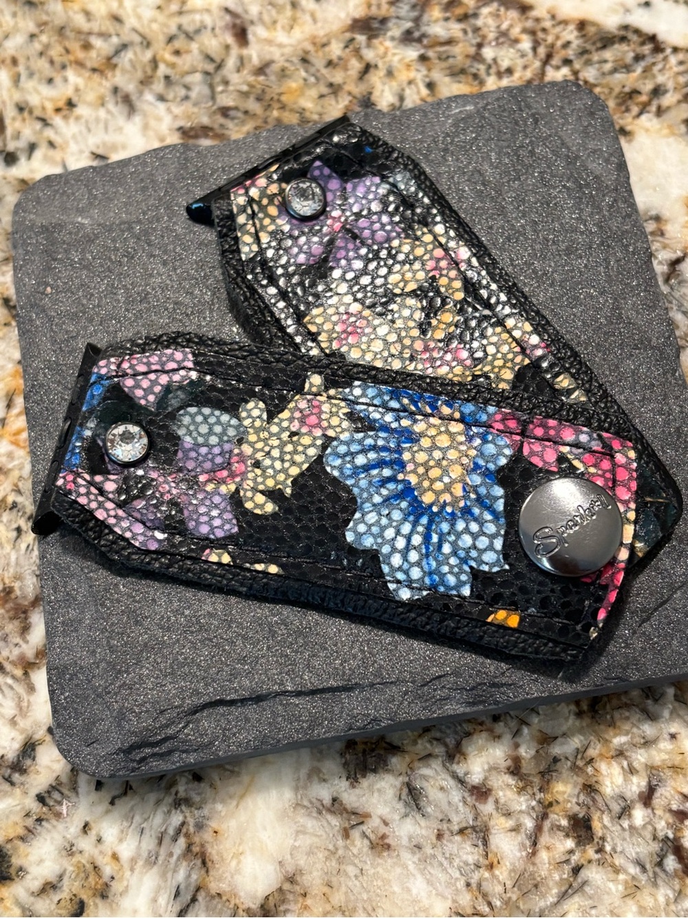 Mosaic Floral Black Snap Watch Band